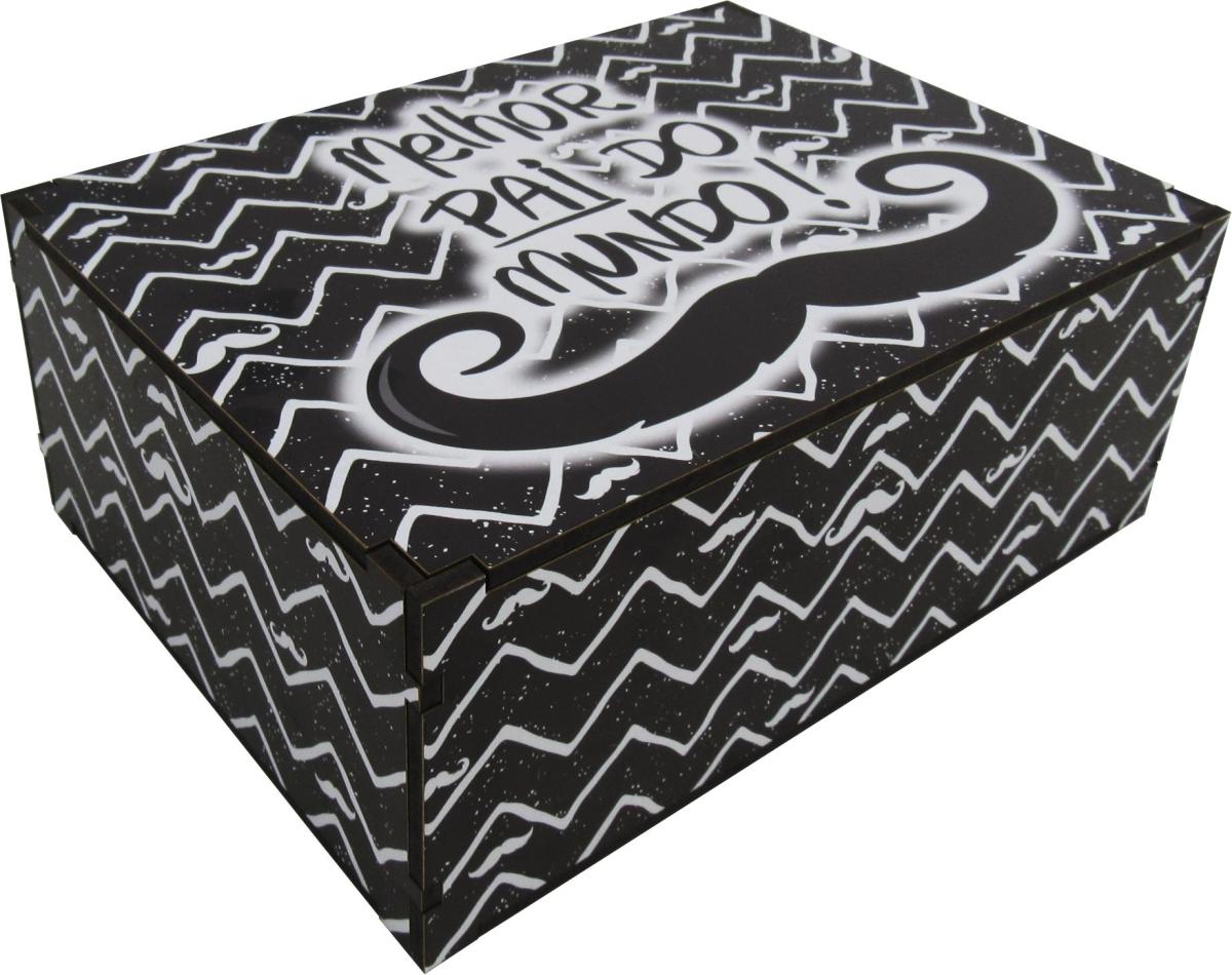 Caixa Organizadora Melhor Pai do Mundo Bigode 23X17X9cm Mdf 