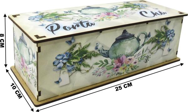 Caixa Organizadora Porta Chá 25x10x8cm mdf 