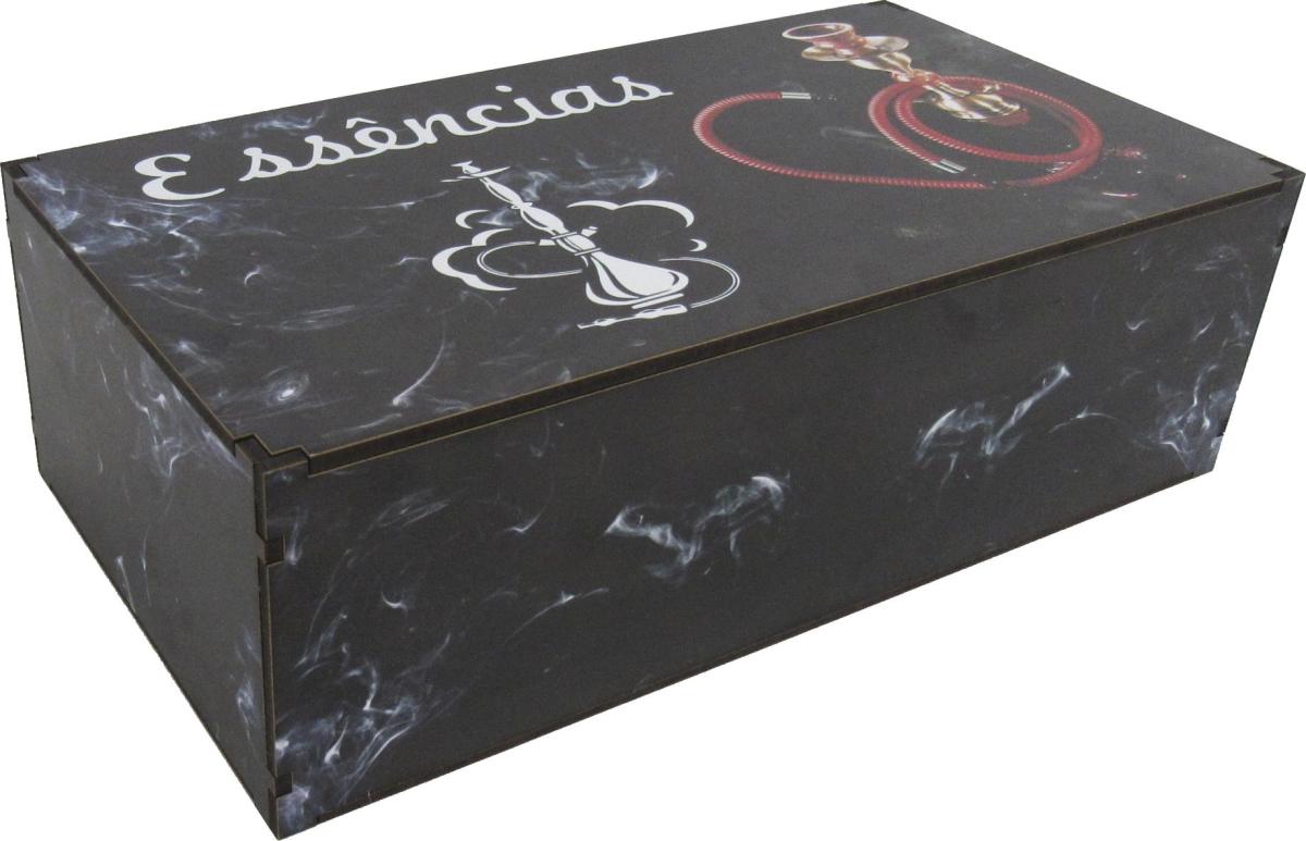Caixa Organizadora Essência Narguilé Preta 33,5x18x10  Mdf 