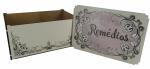 Caixa Organizadora Remédios Cinza e Rosa 30x20x14cm Mdf 