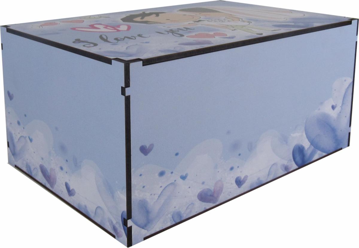 Caixa Organizadora Y Love You Noivos Azul 30x20x14cm Mdf 
