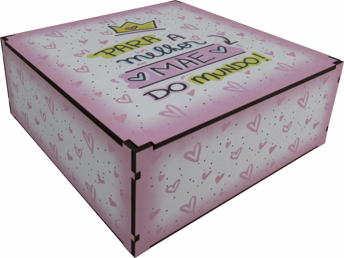 Caixa Organizadora Para a Melhor Mãe do Mundo  26x26x10cm  Mdf 