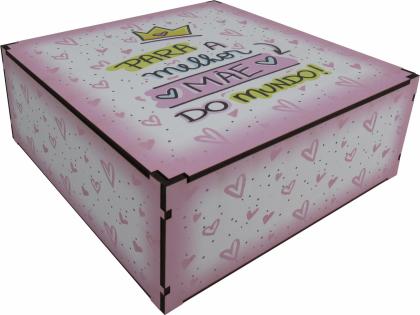 Caixa Organizadora Para a Melhor Mãe do Mundo  26x26x10cm  Mdf 
