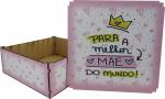Caixa Organizadora Para a Melhor Mãe do Mundo  26x26x10cm  Mdf 