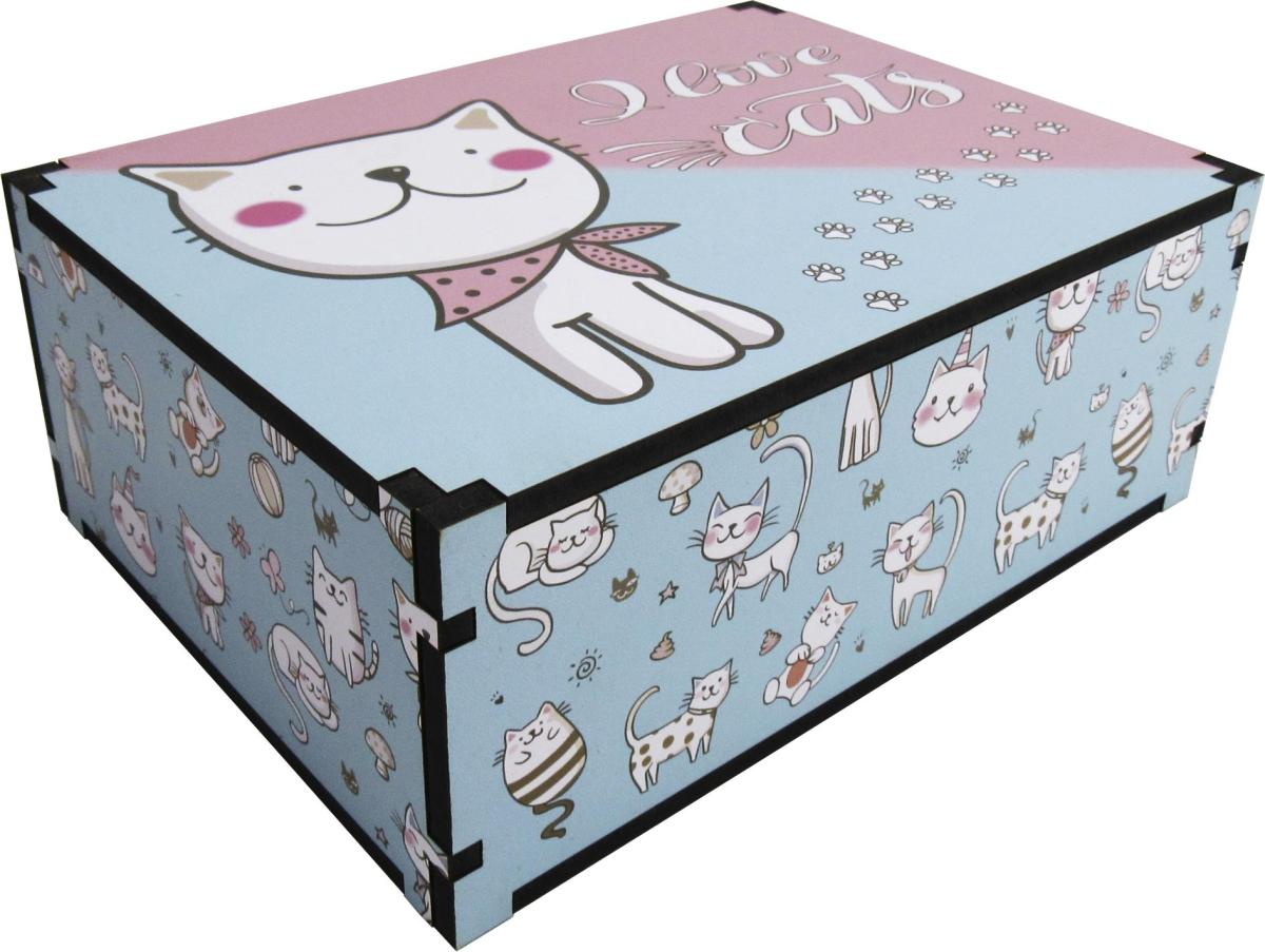 Caixa Organizadora Gato   23X17X9cm Mdf 