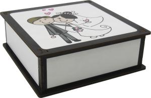 Caixa Organizadora Noivos 16x16x5,5cm Mdf 