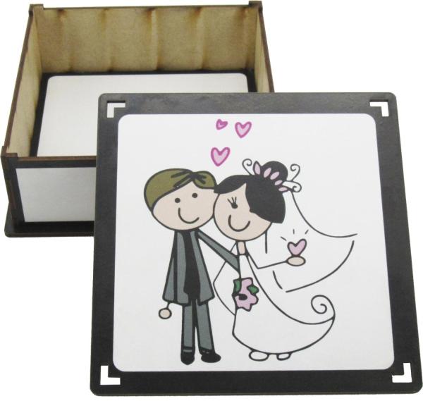 Caixa Organizadora Noivos 16x16x5,5cm Mdf 