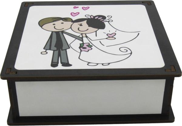 Caixa Organizadora Noivos 16x16x5,5cm Mdf 