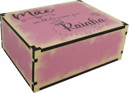 Caixa Organizadora Mãe Rainha Rosa  23X17X9cm Mdf