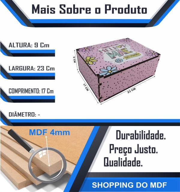 Caixa Organizadora Melhor Mãe do Mundo Bolinhas 23X17X9cm Mdf 