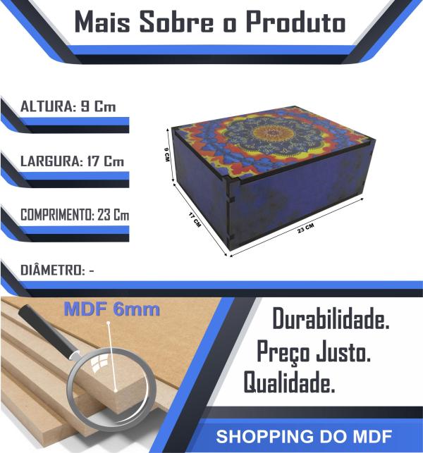 Caixa Organizadora Mandala Roxa   23X17X9cm Mdf 