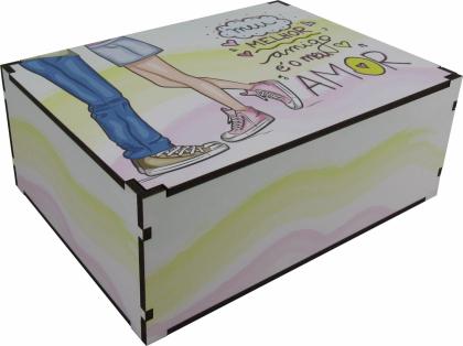 Caixa Organizadora Meu Melhor Amigo é Meu Amor  23X17X9cm Mdf 