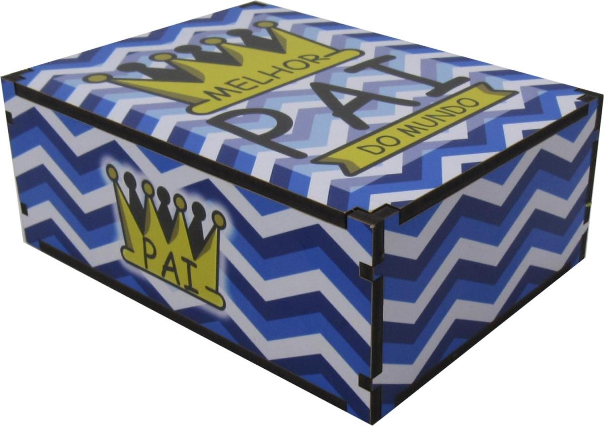 Caixa Organizadora Melhor Pai do Mundo Coroa 23X17X9cm Mdf 