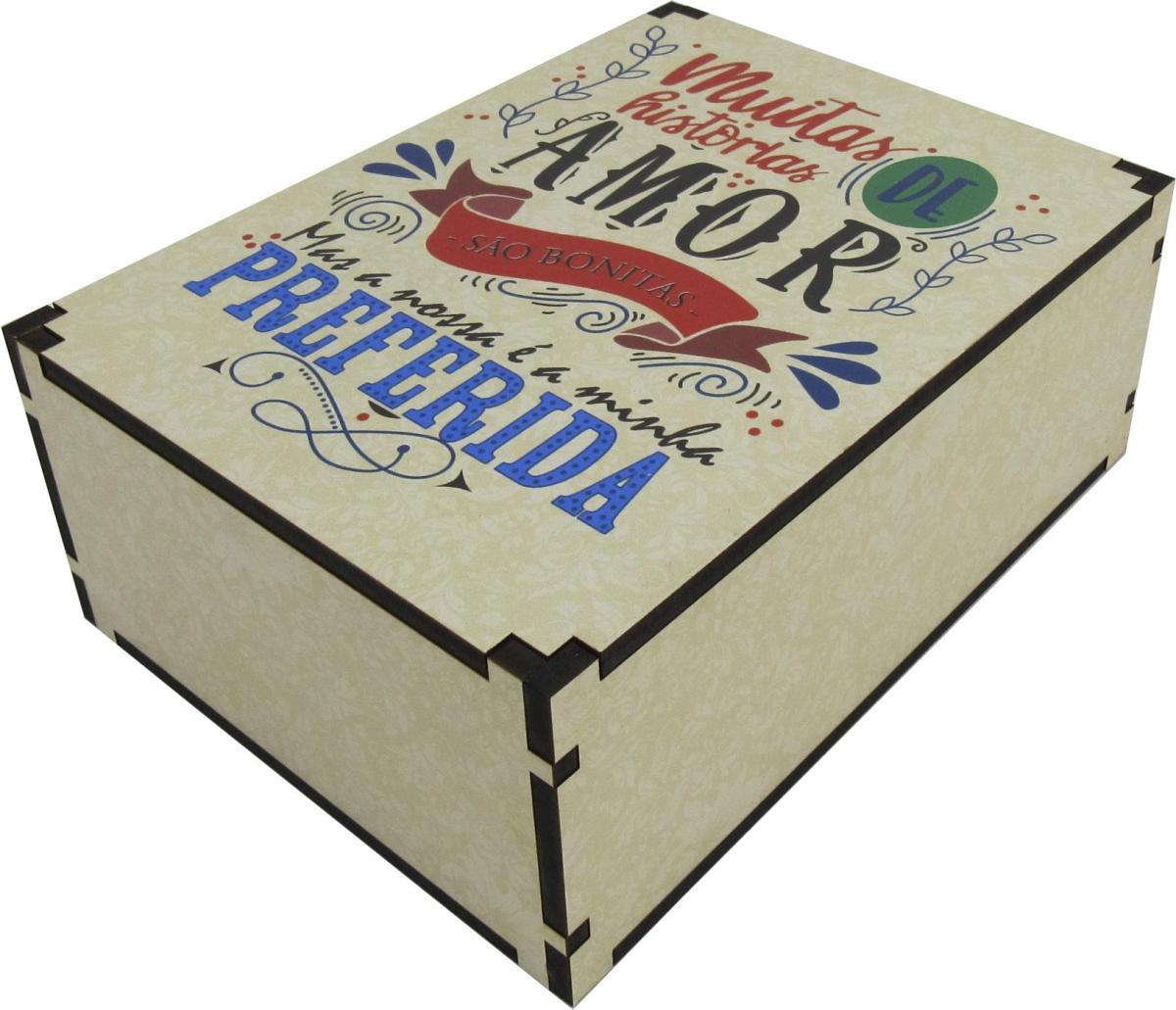 Caixa Organizadora Muitas histórias de amor  23X17X9cm Mdf 