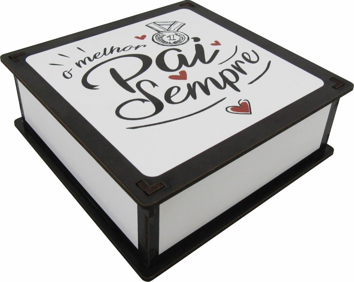 Caixa Organizadora Pai Sempre 16x16x5,5cm Mdf 