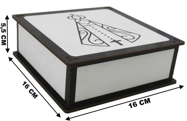 Caixa Organizadora Nossa Senhora 16x16x5,5cm Mdf 