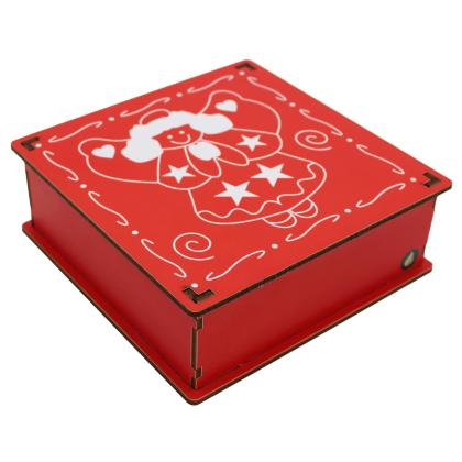 Caixa Organizadora Natal Anjinho 16x16x5,5cm Mdf 