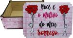 Caixa Organizadora Sorriso Rosa 30x30x14cm Mdf