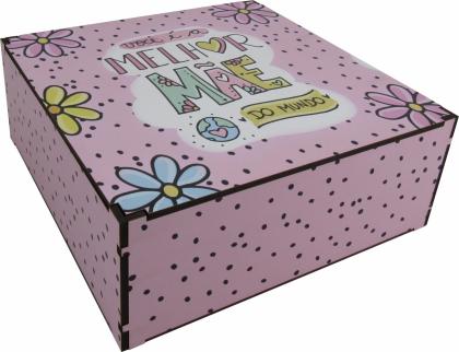 Caixa Organizadora Você é a  Melhor Mãe do Mundo  26x26x10cm  Mdf 