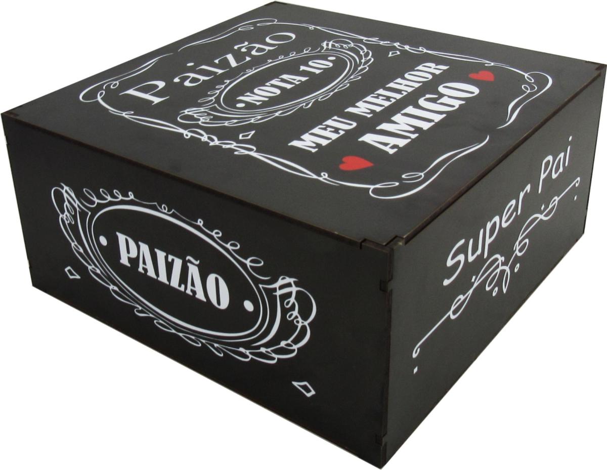 Caixa Organizadora Paizão Nota 10 Preta 30x30x14cm Mdf 