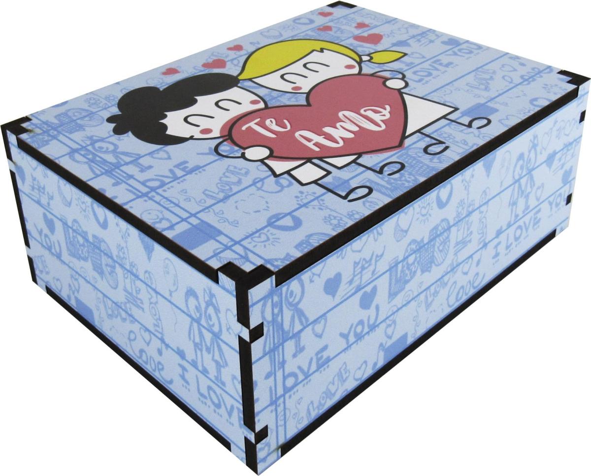 Caixa Organizadora Te amo Azul  23X17X9cm Mdf
