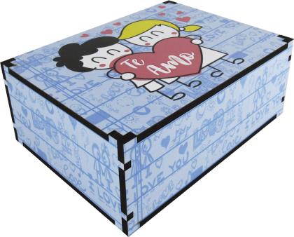 Caixa Organizadora Te amo Azul  23X17X9cm Mdf 