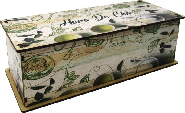 Caixa Organizadora Hora do Chá 25x10x8cm mdf 