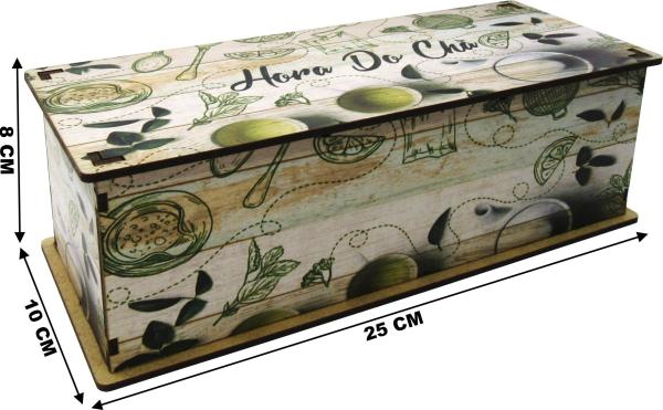 Caixa Organizadora Hora do Chá 25x10x8cm mdf 