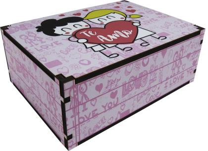 Caixa Organizadora Te amo Rosa 23X17X9cm Mdf 