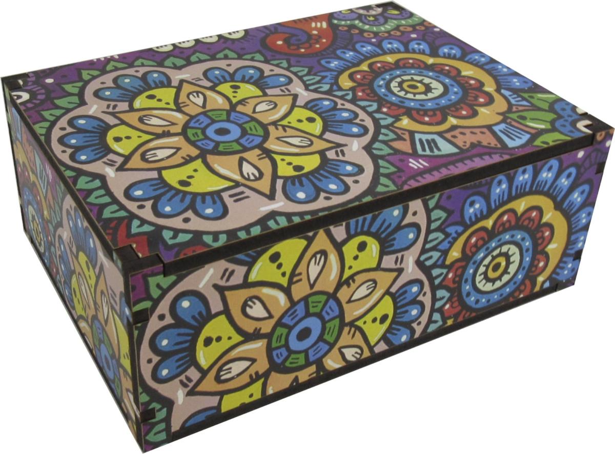 Caixa Organizadora Mandala Colorida   23X17X9cm Mdf