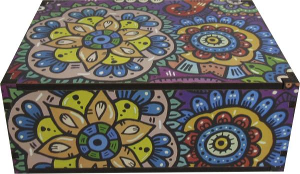 Caixa Organizadora Mandala Colorida   23X17X9cm Mdf 