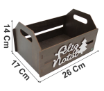 Caixote Laser Pintado com aplique Feliz Natal Grande - Marrom