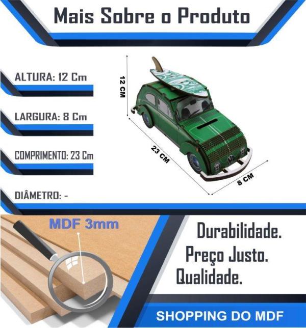 Cofre Fusca Adesivado Verde Mdf