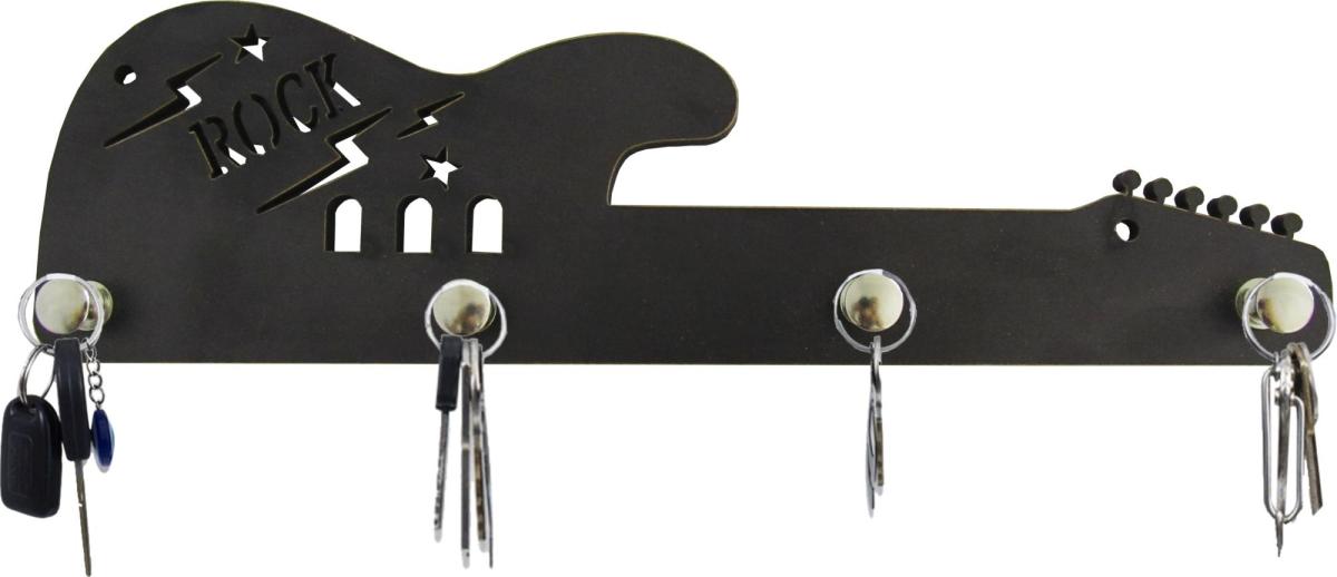 Porta Chaves Recortes Pretos Guitarra 