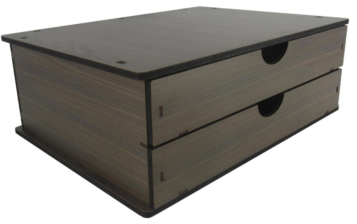 Gaveteiro de Mesa 2 Gavetas Amadeirado 36x26,5x12,5cm  Mdf