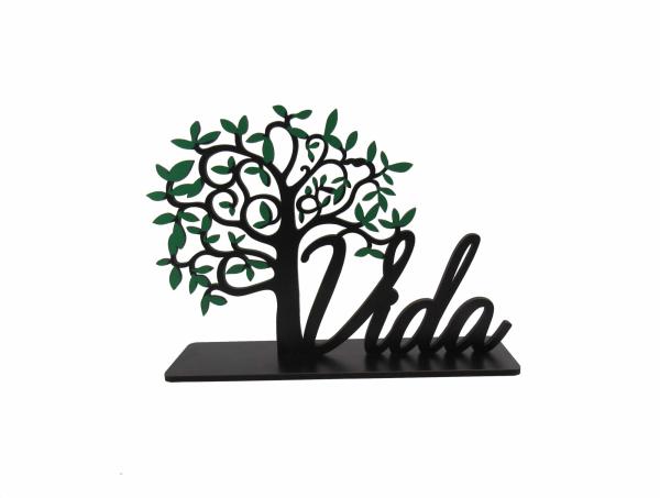Palavra de Mesa Com Base Vida Com Arvore MDF
