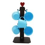 Pedestal Porta Xícara azul  Mancebo Mdf Com 6 Xícaras 85 ML Acrílica