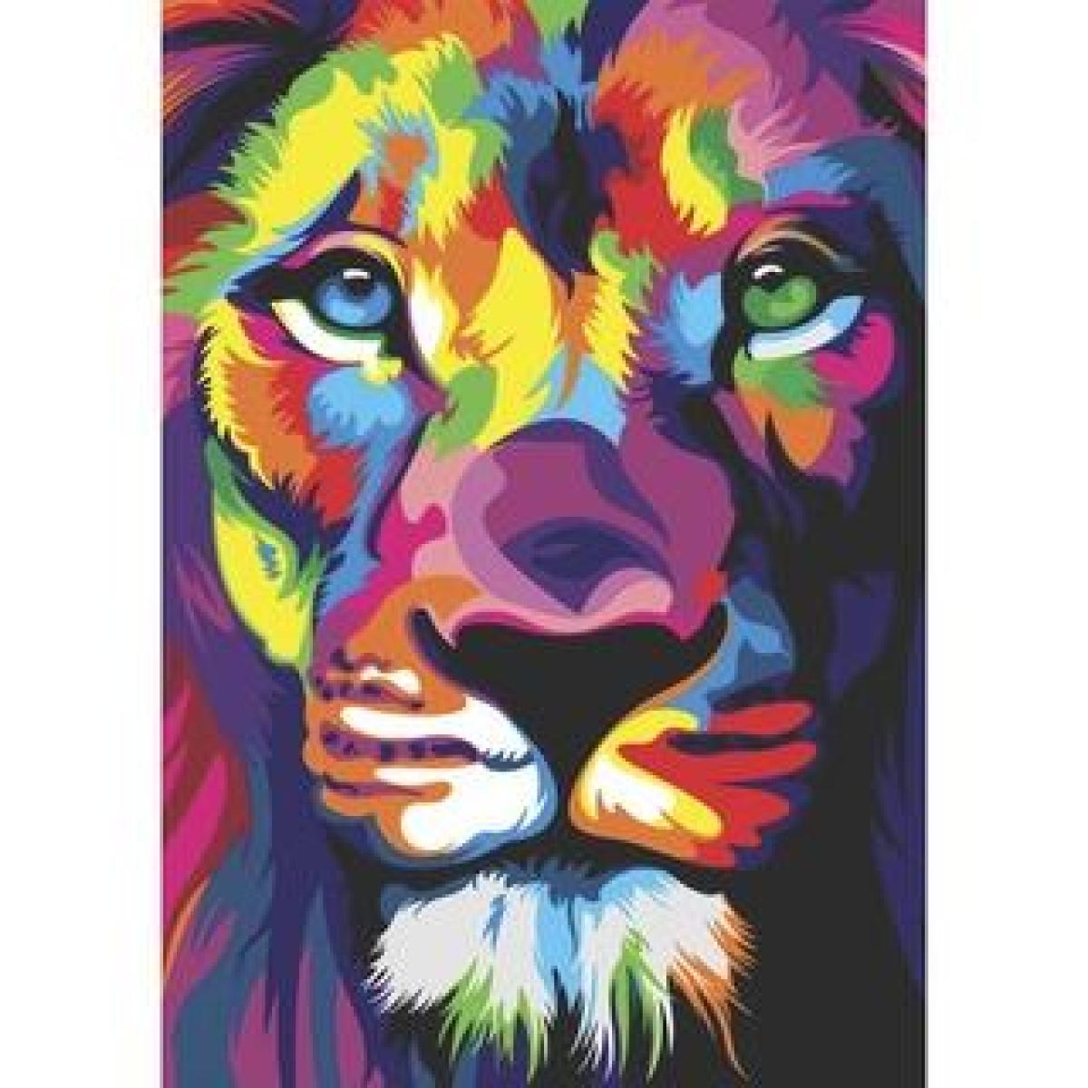 Quadro Placa Decorativa Leão Colorido  Mdf