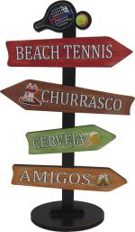 Placa Seta de Mesa Adesivada Beach Tennis Mdf