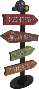 Placa Seta de Mesa Adesivada Beach Tennis Mdf