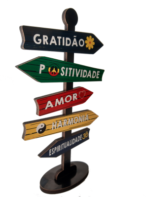 Placa Seta de Mesa Adesivada Gratidão   Mdf