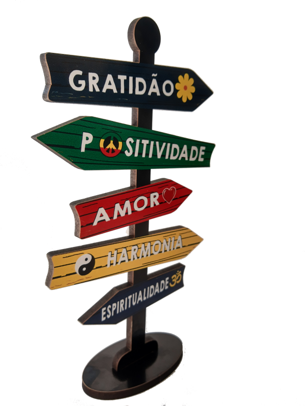 Placa Seta de Mesa Adesivada Gratidão   Mdf