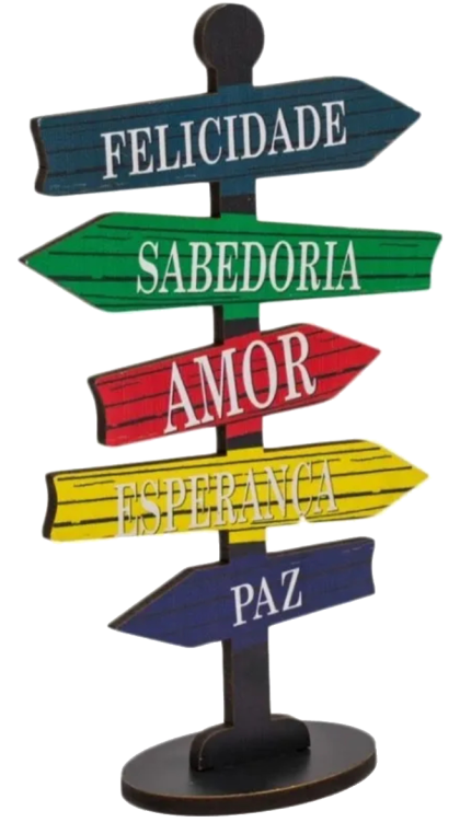 Placa Seta de Mesa Adesivada   Mdf Felicidade