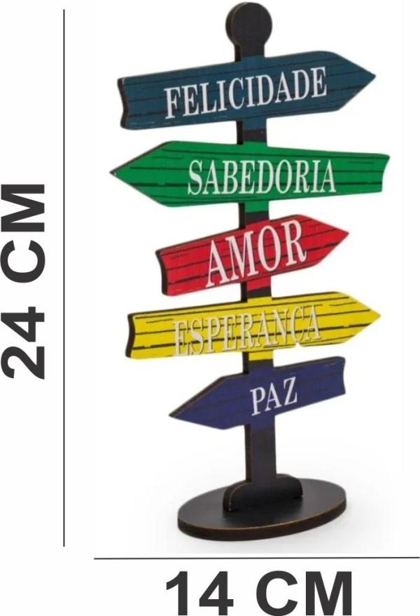 Placa Seta de Mesa Adesivada   Mdf Felicidade