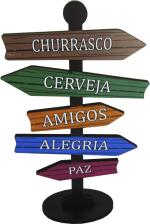 Placa Seta de Mesa Adesivada Churrasco Mdf