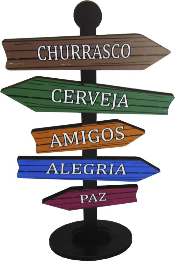 Placa Seta de Mesa Adesivada Churrasco Mdf