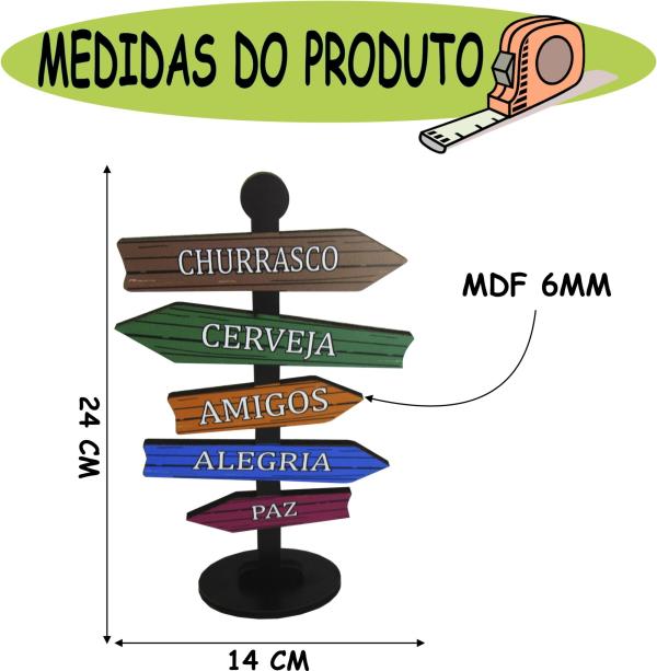 Placa Seta de Mesa Adesivada Churrasco Mdf