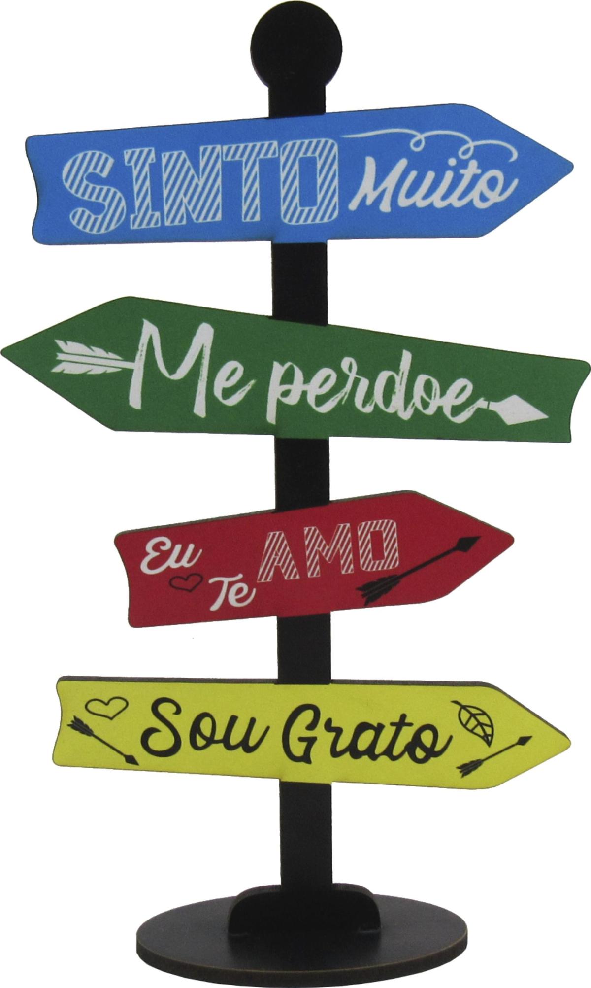 Placa Seta de Mesa Adesivada Sinto Muito Me Perdoe Mdf