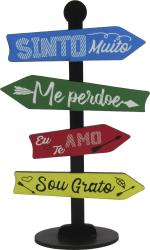 Placa Seta de Mesa Adesivada Sinto Muito Me Perdoe Mdf