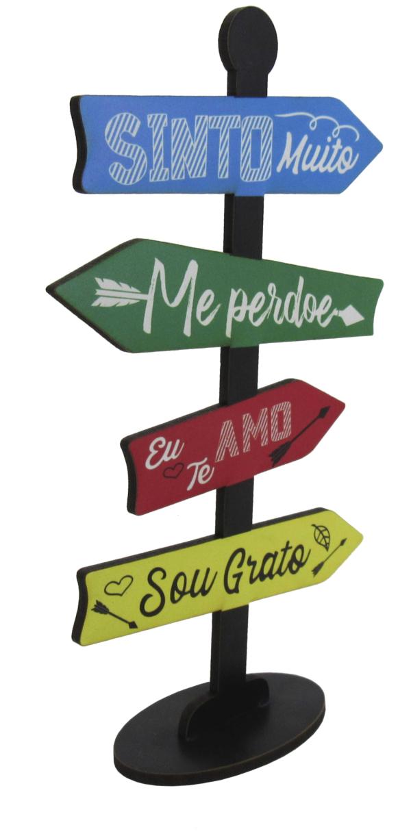 Placa Seta de Mesa Adesivada Sinto Muito Me Perdoe Mdf